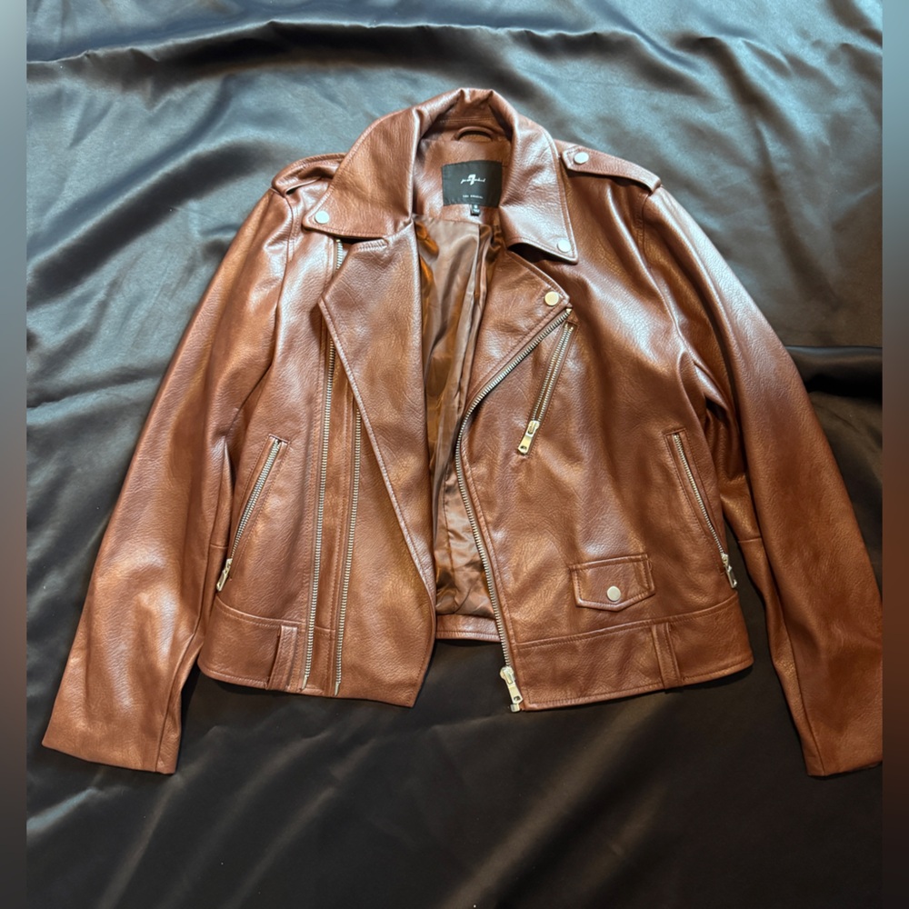 7 For All Mankind Brown Leather Jacket